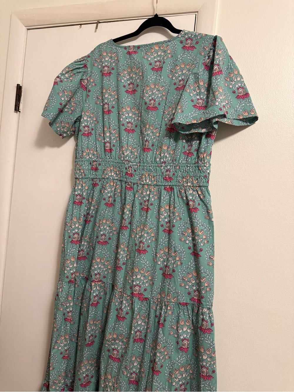 crown & ivy Teal Maxi Dress with Pink Floral Motif - Picture 9 of 9
